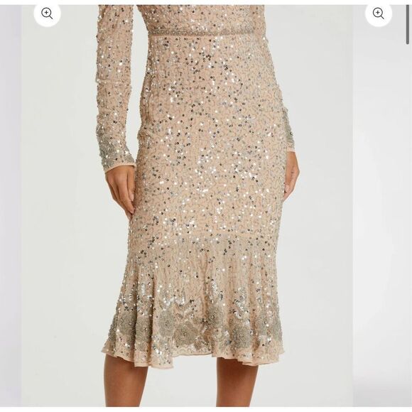 MAC DUGGAL Sequin Dress with Embellished Hemline and Belt size 16 NWT - Picture 2 of 8